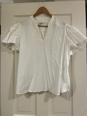 NWOT - Chico's White V-Neck Flutter Sleeve Blouse